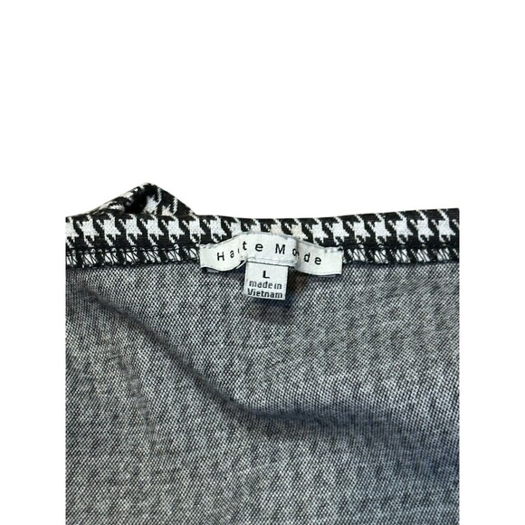 haute monde top L Bustier Black White houndstooth pattern crop strappy retro 90s - Picture 4 of 15